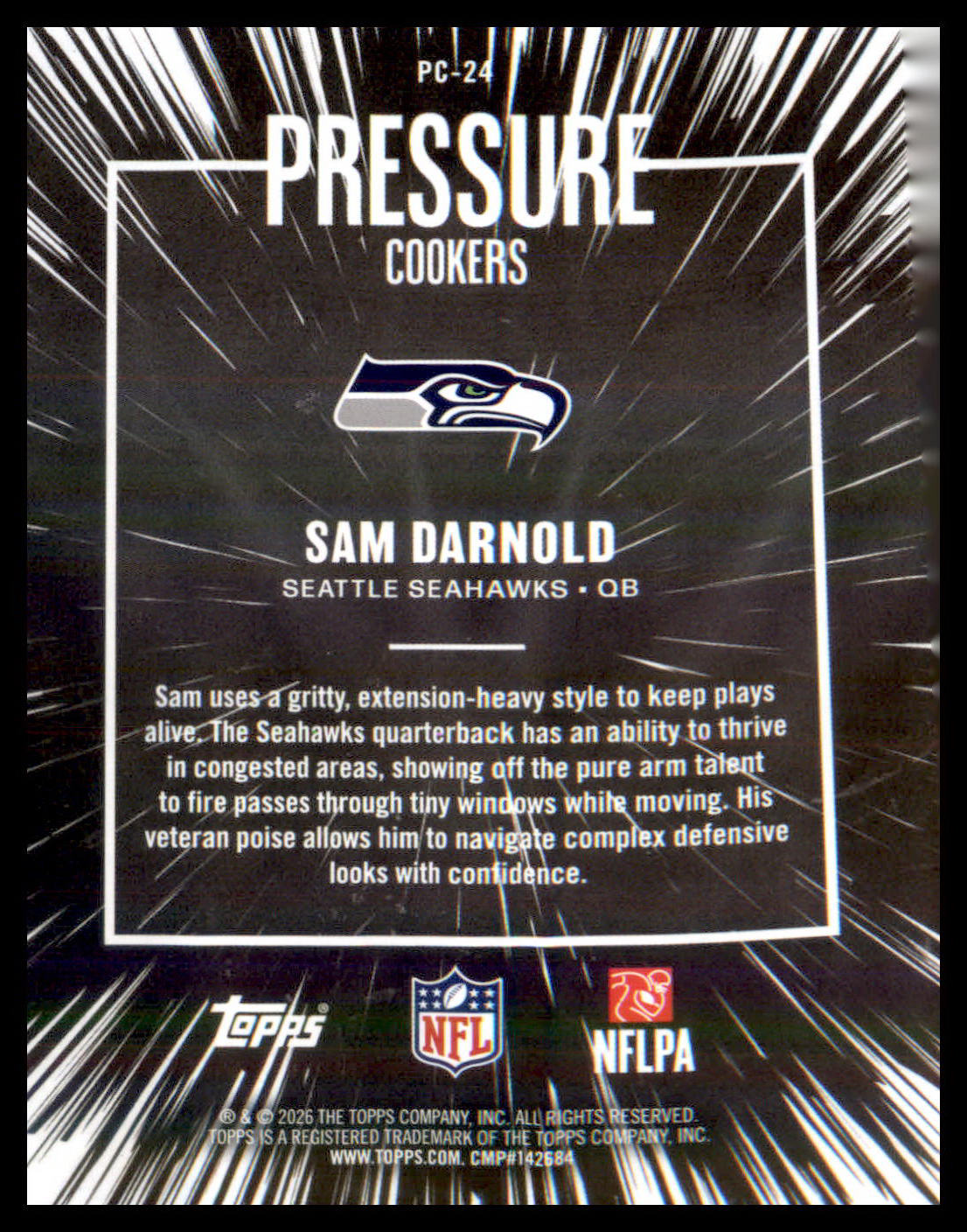 2026 Topps Flagship Pressure Cookers #PC-24 Sam Darnold