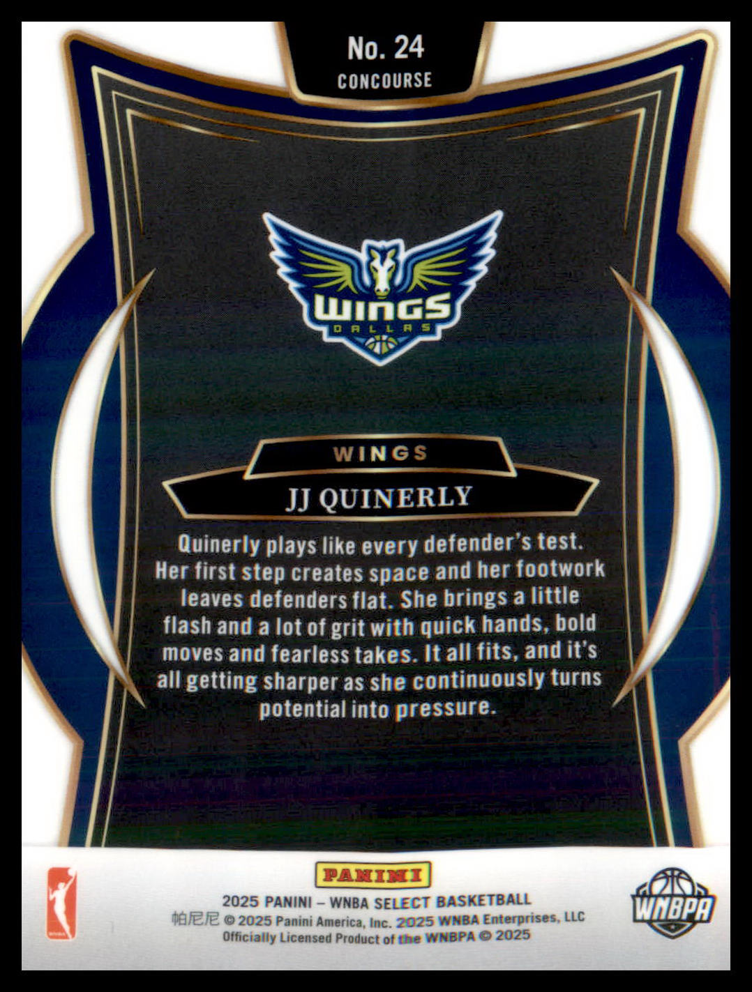 2025 Panini Select WNBA #24 JJ Quinerly RC RC