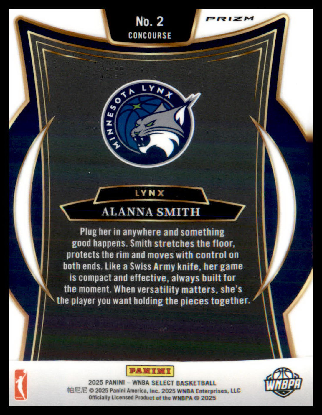 2025 Panini Select WNBA Silver Prizms #2 Alanna Smith