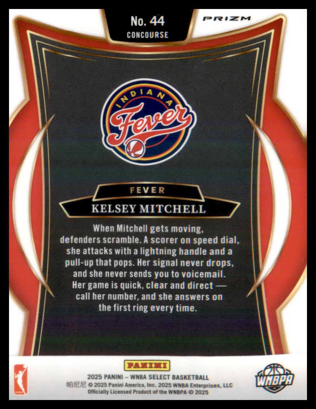 2025 Panini Select WNBA Silver Prizms #44 Kelsey Mitchell