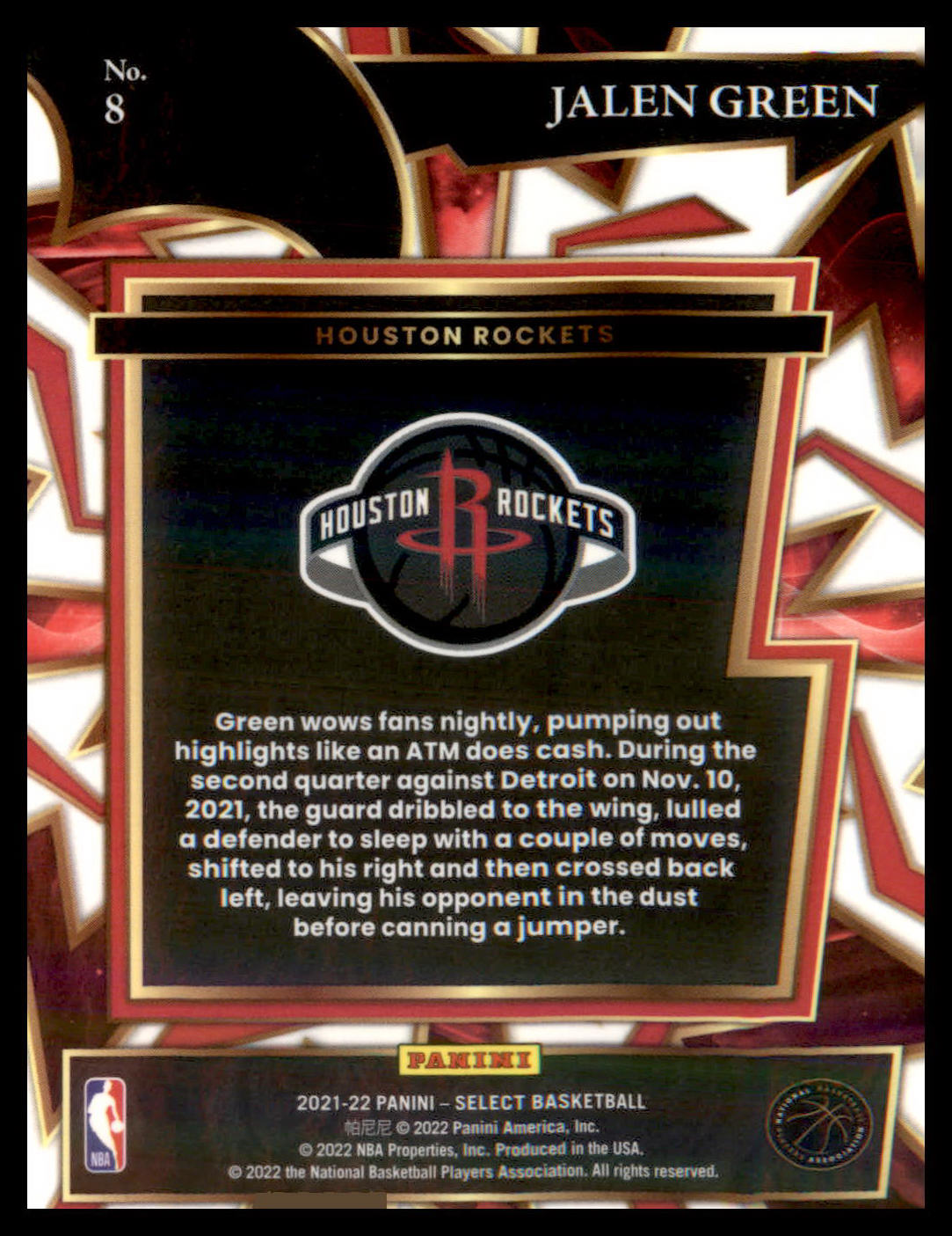 2021-22 Panini Select Turbo Charged #8 Jalen Green