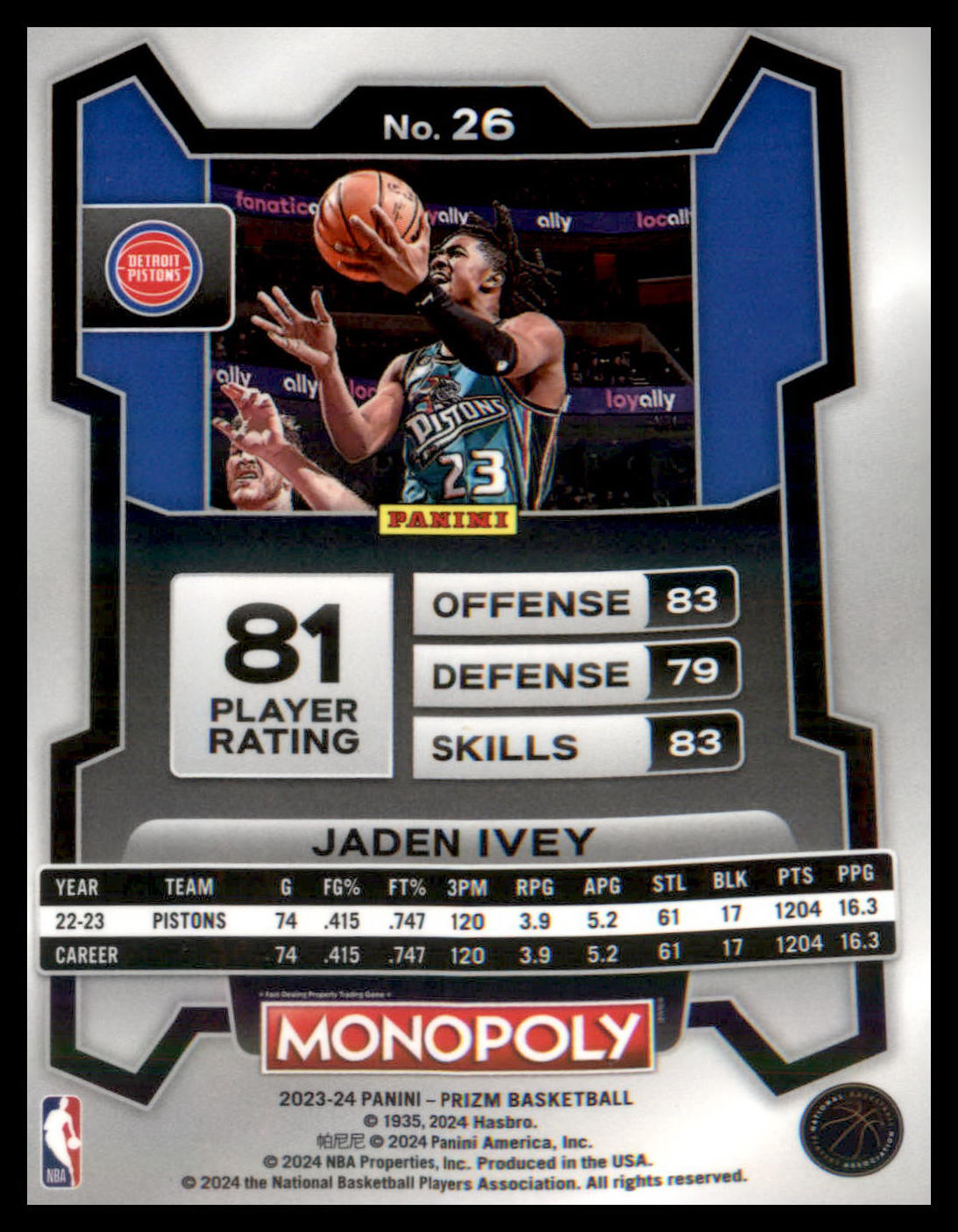 2023-24 Panini Prizm Monopoly #26 Jaden Ivey