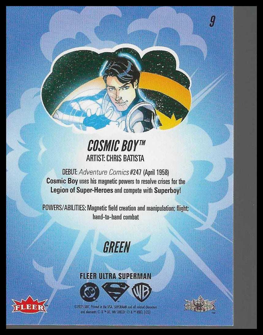 2026 Fleer Ultra Superman Green #9 Cosmic Boy