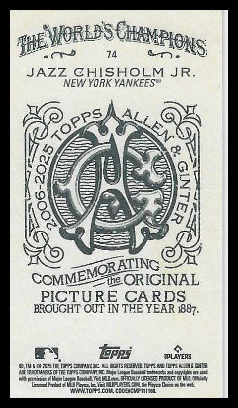 2025 Topps Allen & Ginter Mini A & G Back #74 Jazz Chisholm Jr.
