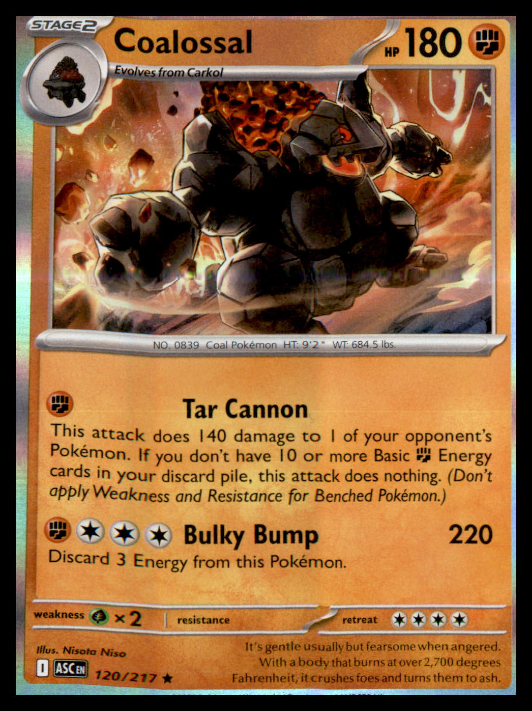 ME: Ascended Heroes #120/217 Coalossal Rare, Reverse Holo