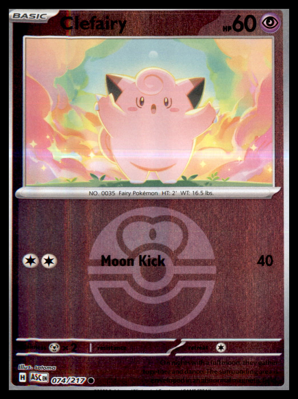 ME: Ascended Heroes #074/217 Clefairy (Love Ball) Common, Reverse Holo