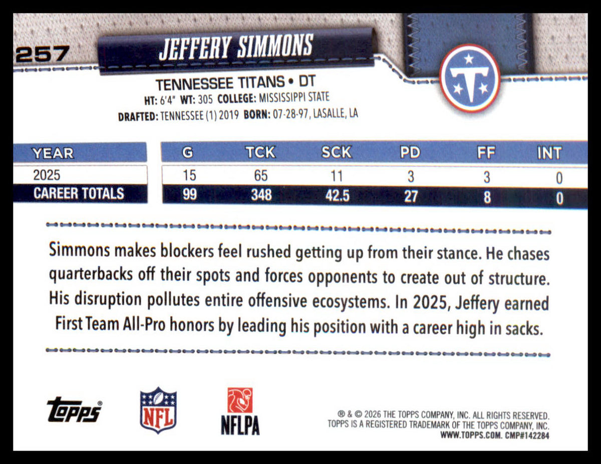 2026 Topps Flagship Pink Diamante Foil #257 Jeffery Simmons