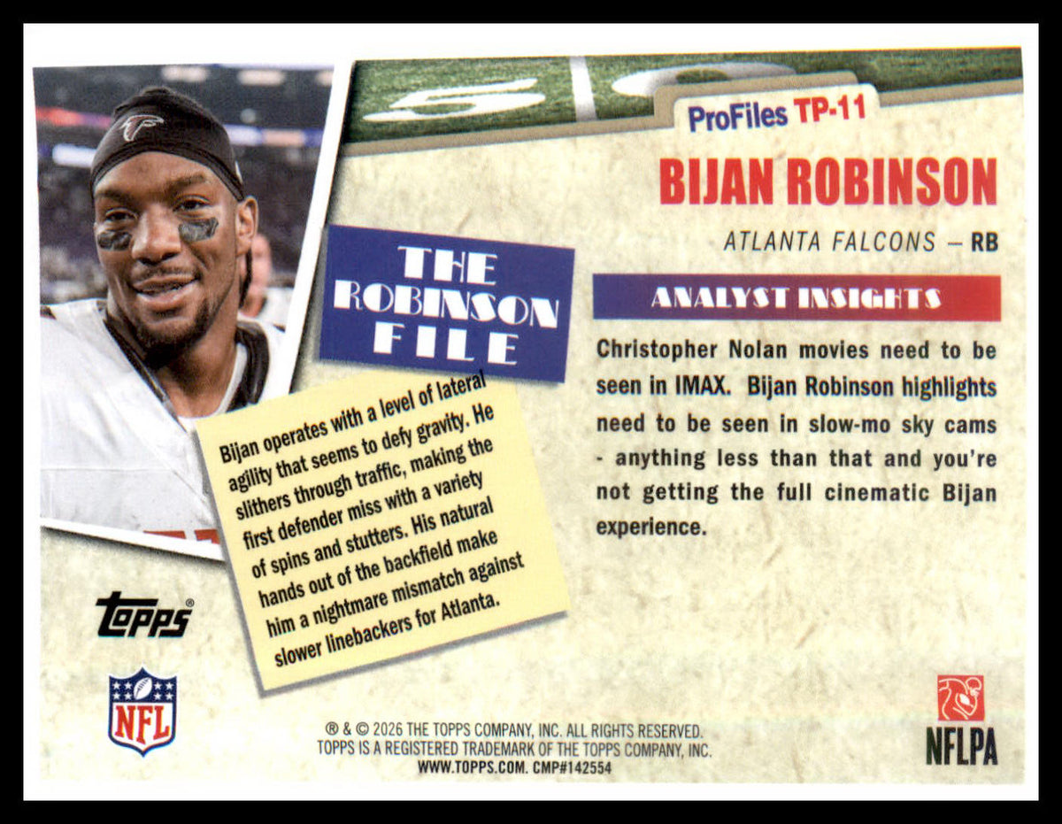 2026 Topps Flagship Topps Profiles #TP-11 Bijan Robinson
