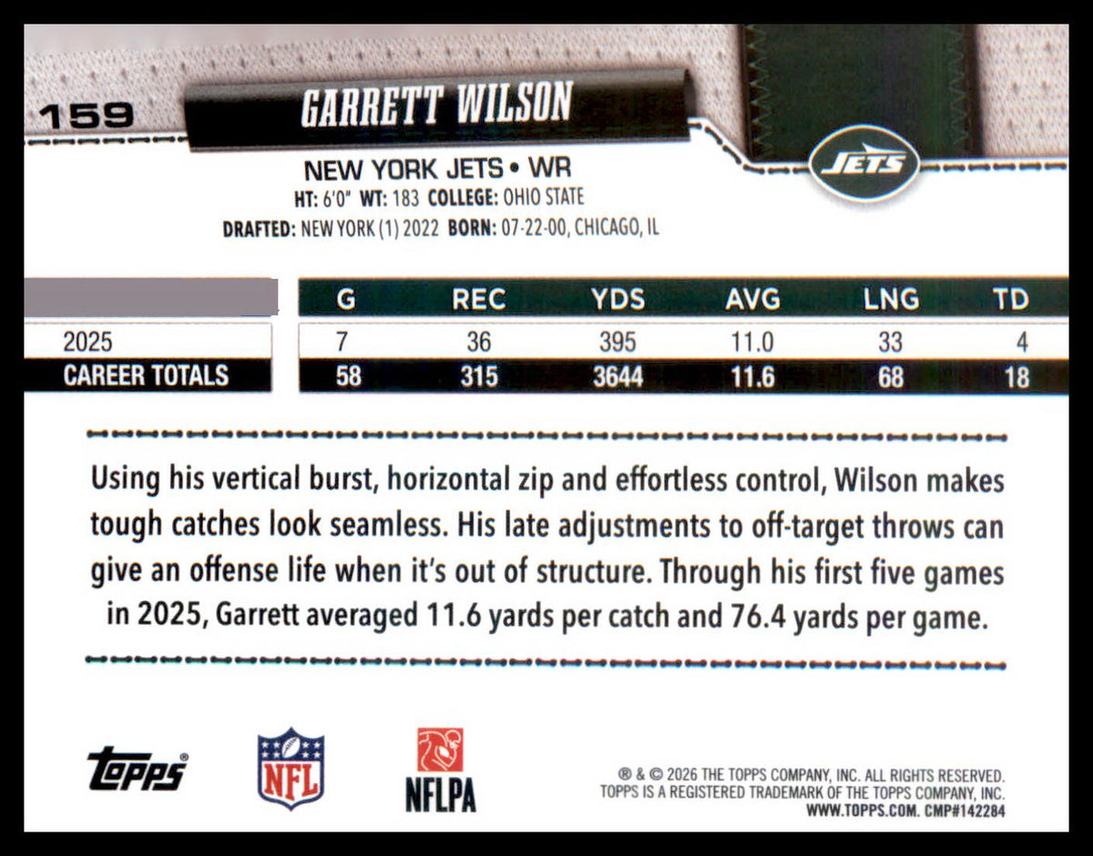 2026 Topps Flagship Holo Foil #159 Garrett Wilson