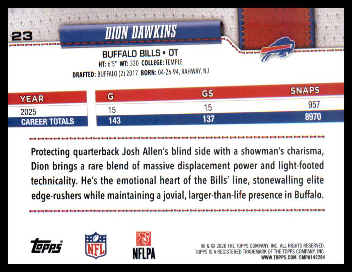 2026 Topps Flagship Football #23 Dion Dawkins