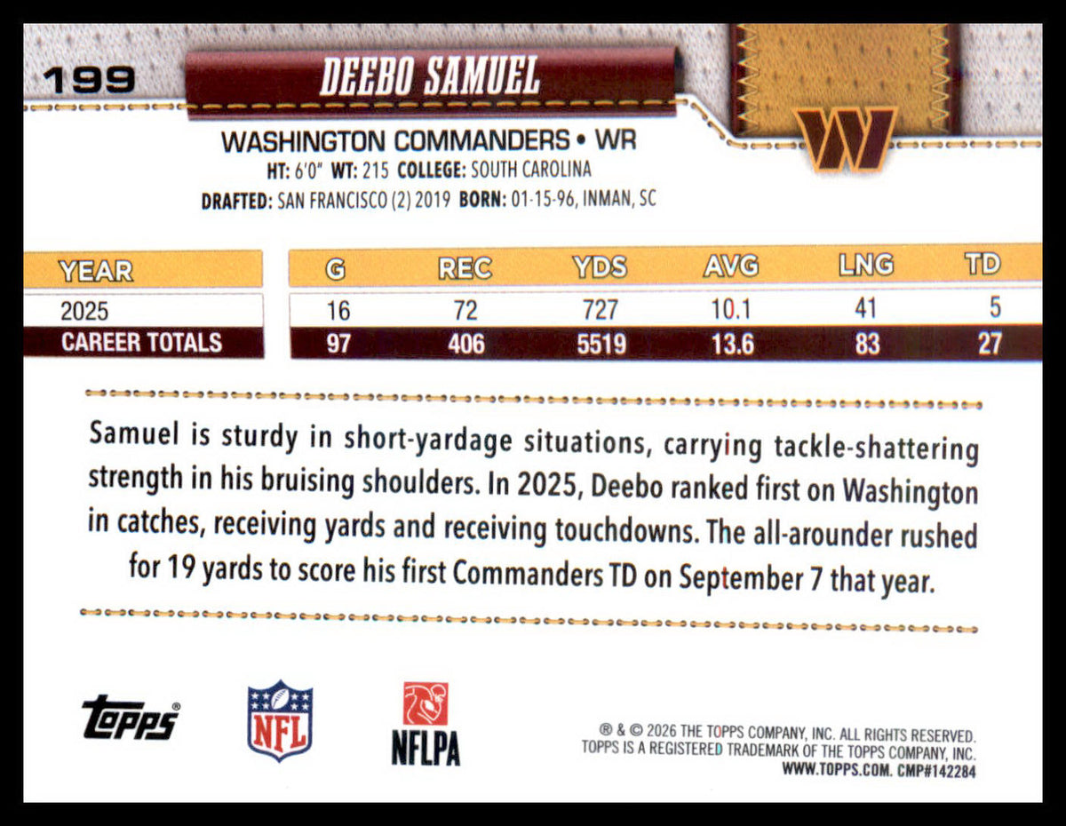 2026 Topps Flagship Football #199 Deebo Samuel