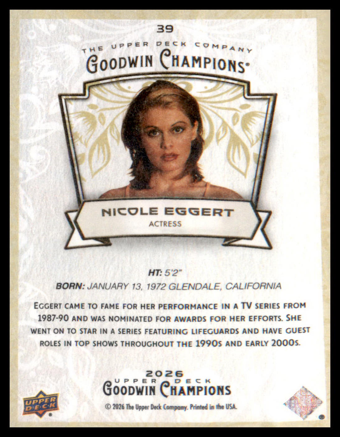 2026 Upper Deck Goodwin Champions #39 Nicole Eggert