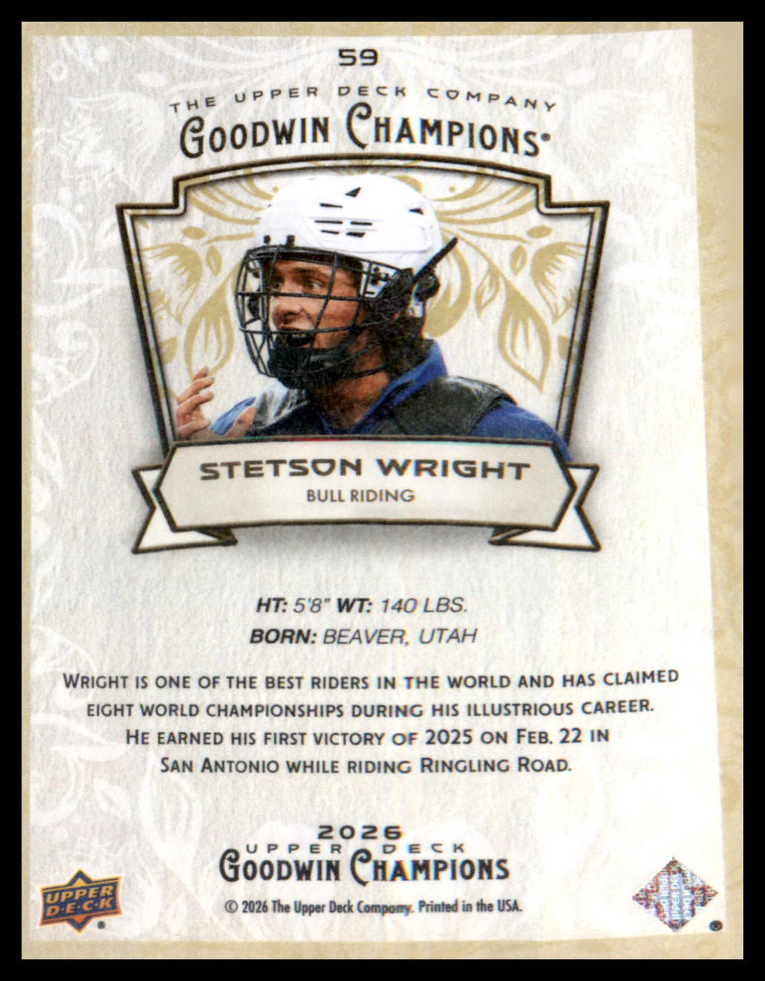 2026 Upper Deck Goodwin Champions #59 Stetson Wright