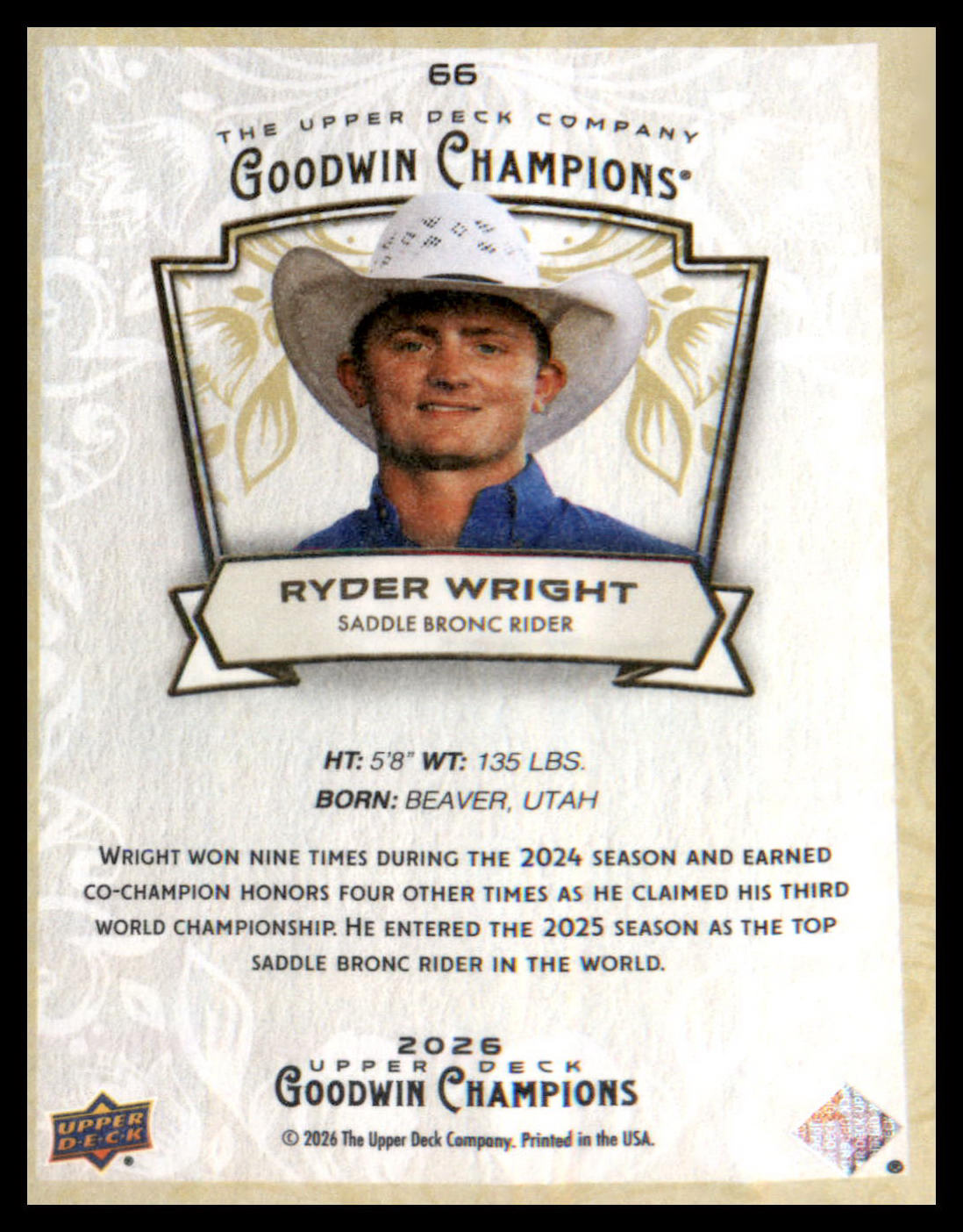 2026 Upper Deck Goodwin Champions #66 Ryder Wright