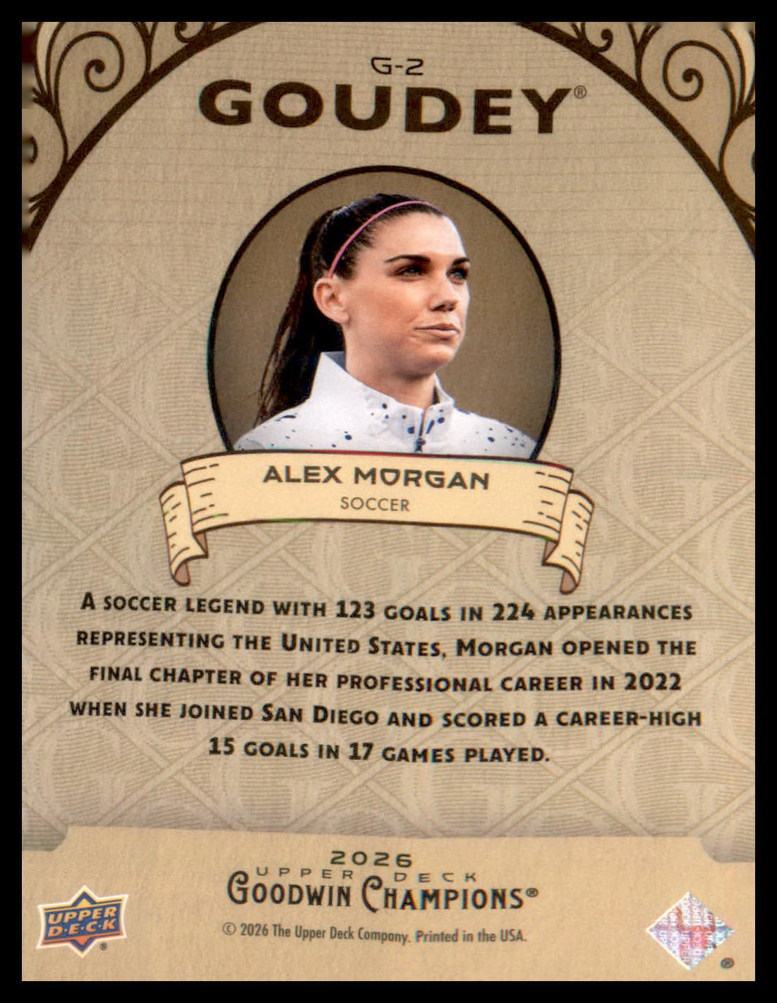 2026 Upper Deck Goodwin Champions Goudey #G-2 Alex Morgan