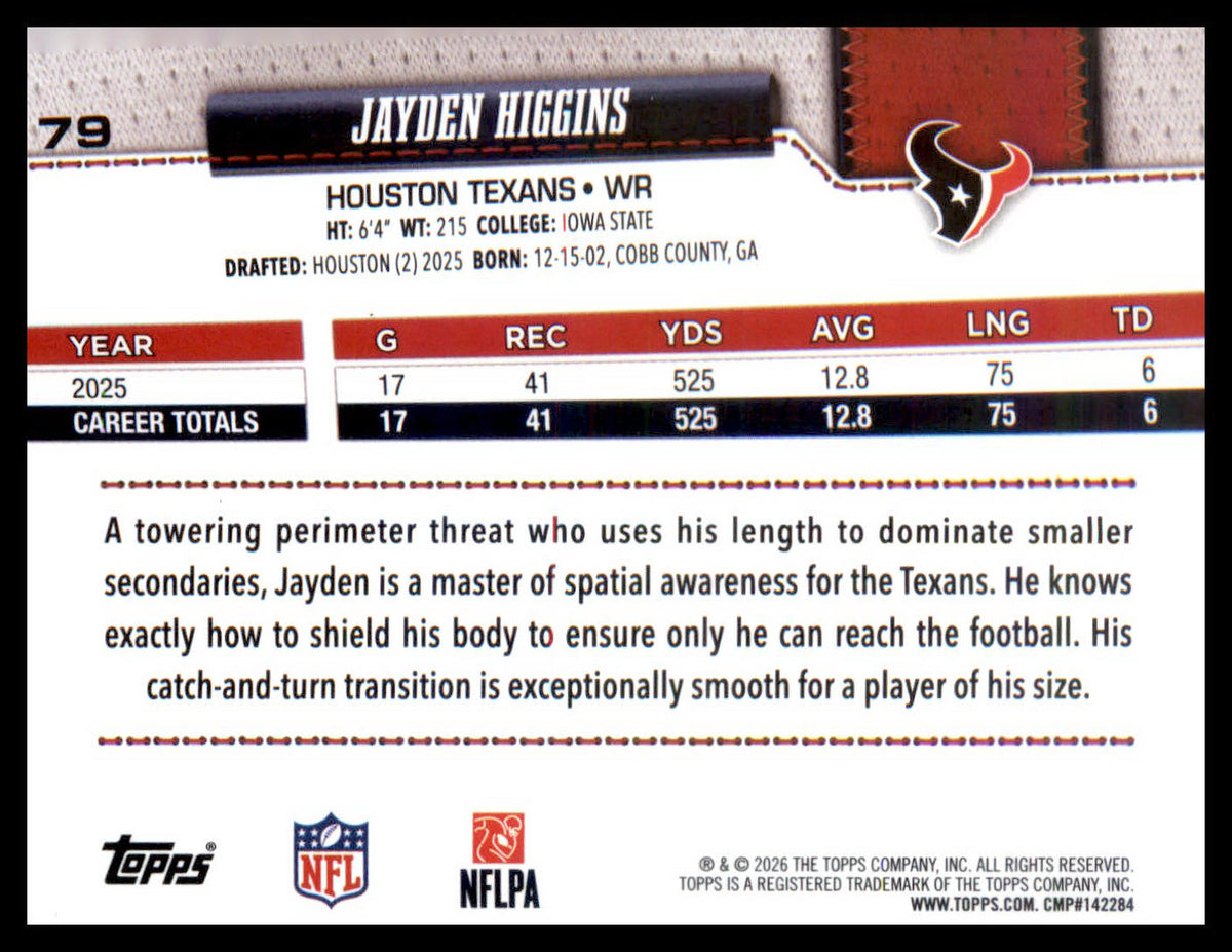 2026 Topps Flagship Diamante Foil #79 Jayden Higgins