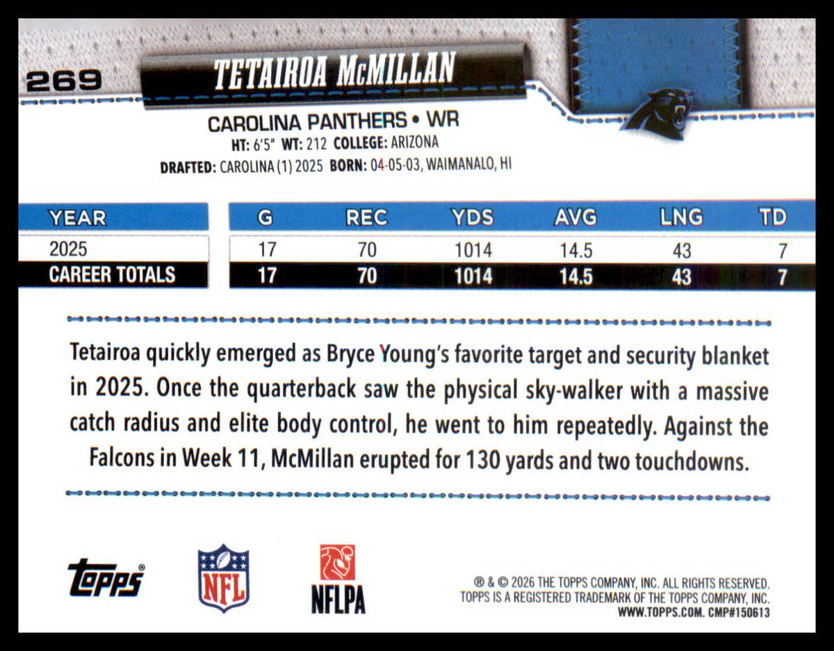 2026 Topps Flagship Football #269 Tetairoa McMillan