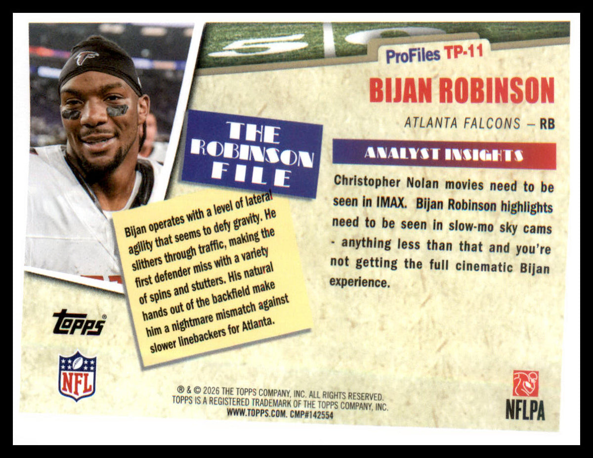 2026 Topps Flagship Topps Profiles #TP-11 Bijan Robinson