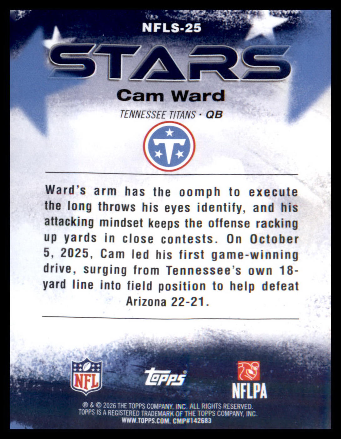2026 Topps Flagship NFL Stars #NFLS-25 Cam Ward