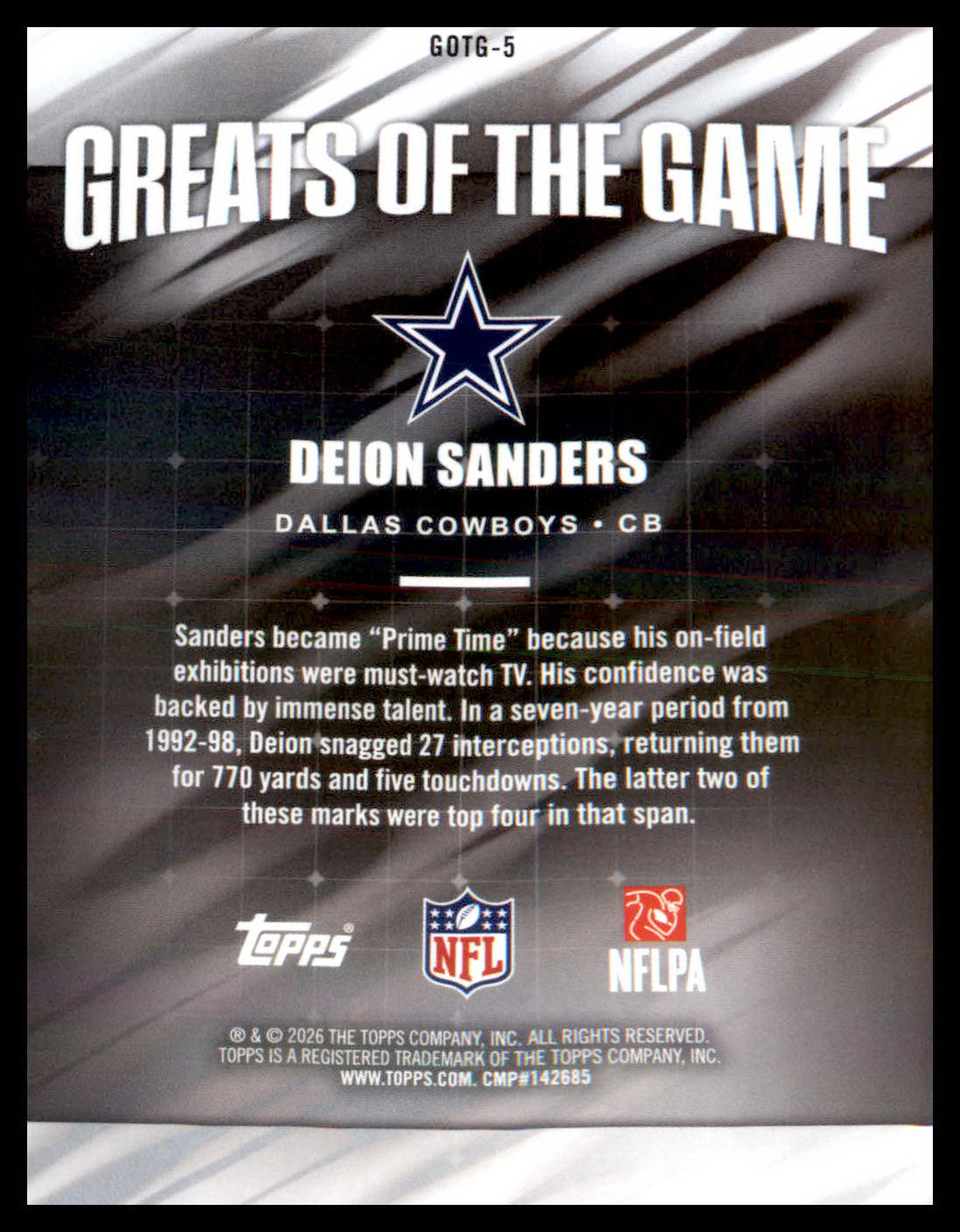 2026 Topps Flagship Greats Of The Game #GOTG-5 Deion Sanders