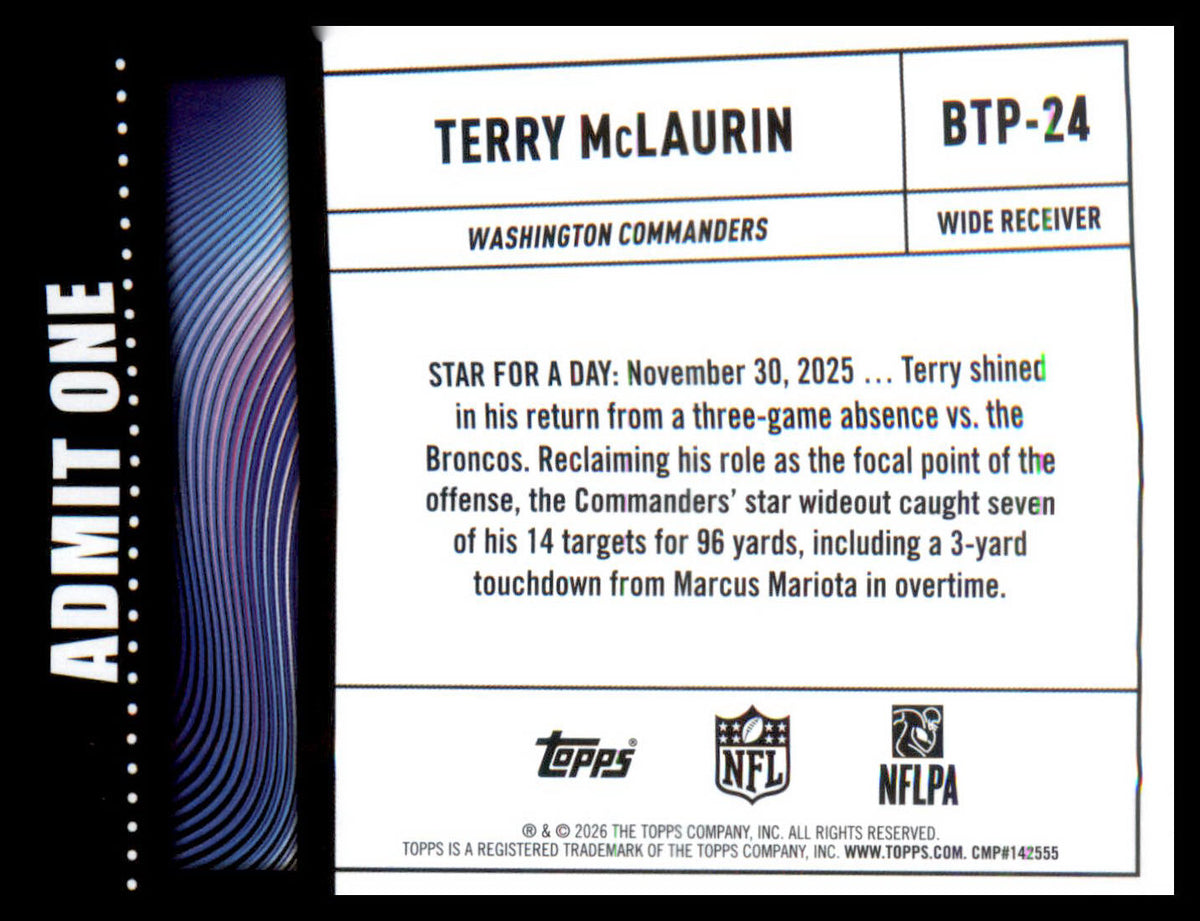 2026 Topps Flagship Big Ticket Players #BTP-24 Terry McLaurin