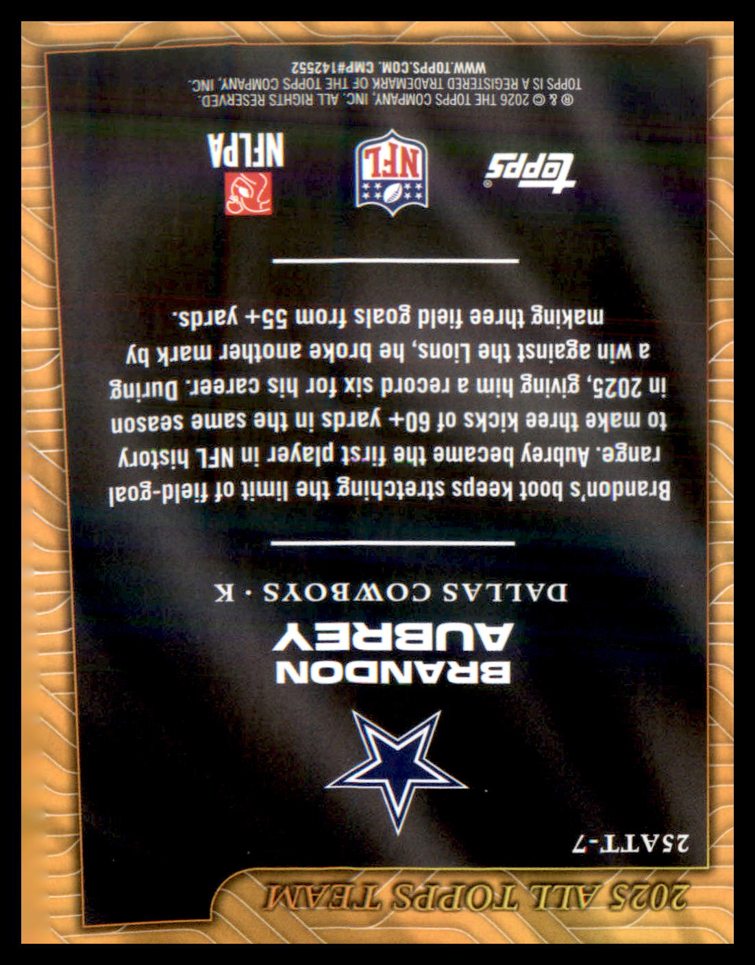2026 Topps Flagship 2025 All Topps Team #25ATT-7 Brandon Aubrey