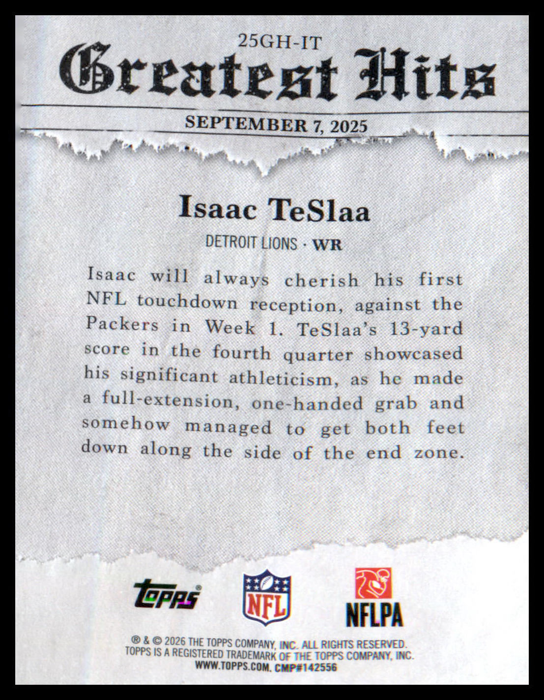 2026 Topps Flagship 2025 Greatest Hits #25GH-IT Isaac TeSlaa