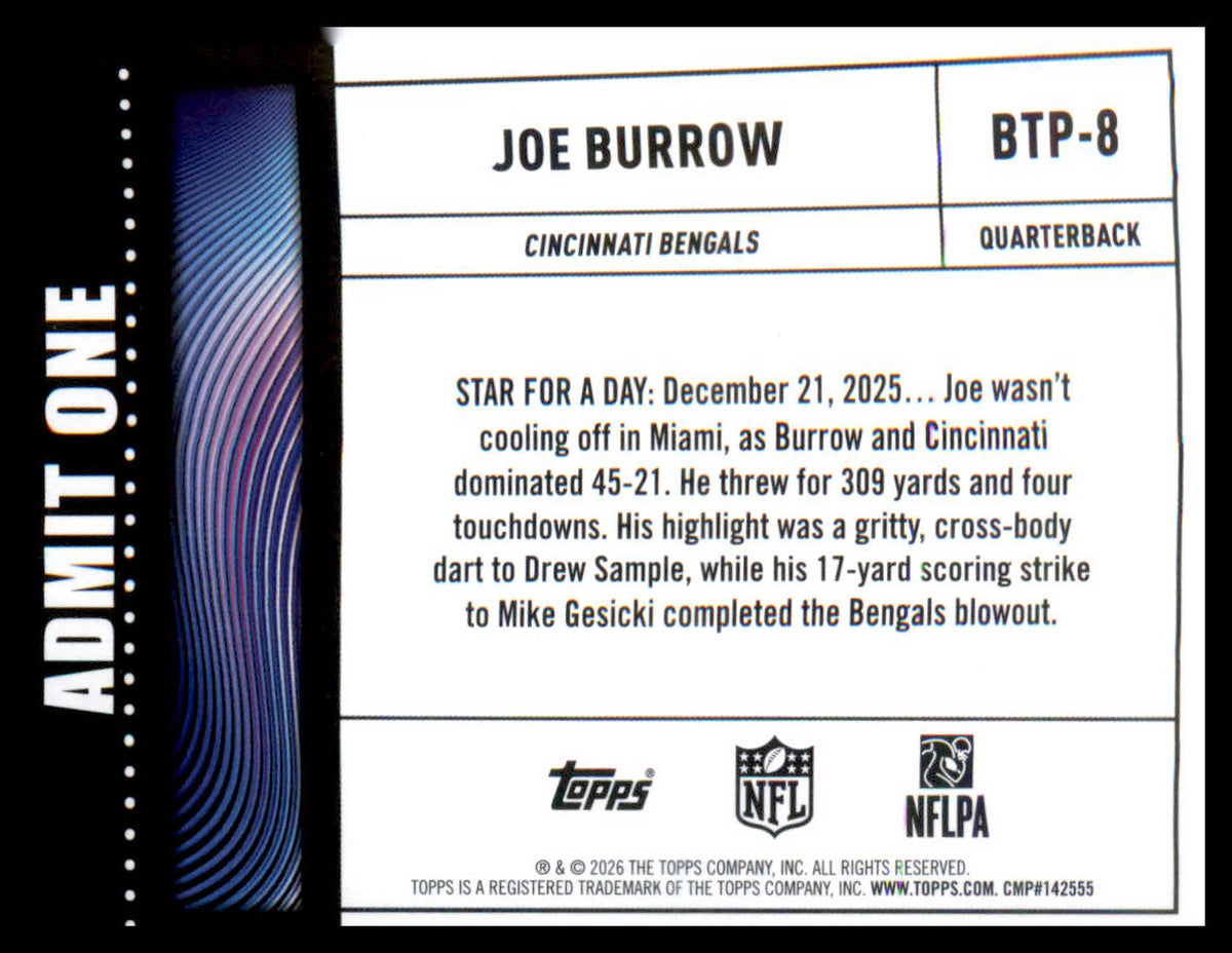 2026 Topps Flagship Big Ticket Players #BTP-8 Joe Burrow