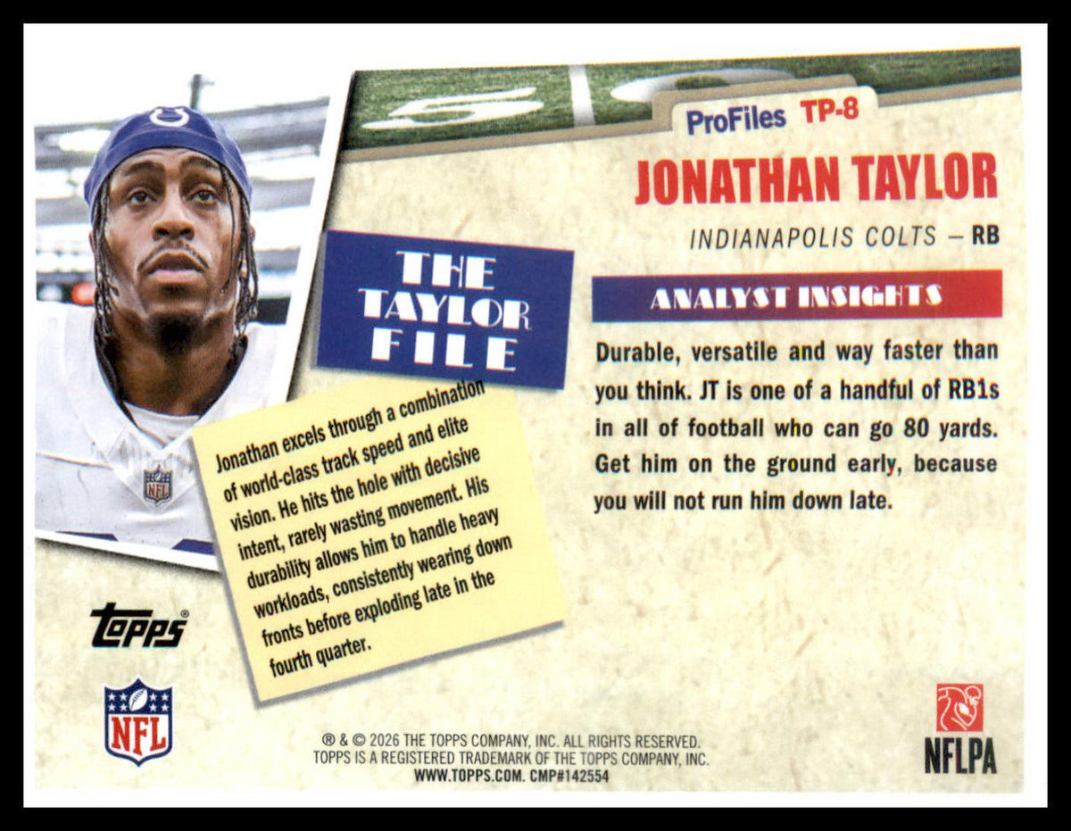 2026 Topps Flagship Topps Profiles #TP-8 Jonathan Taylor