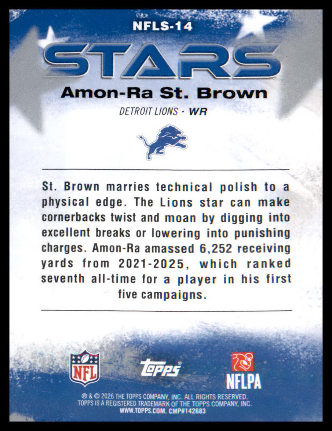 2026 Topps Flagship NFL Stars Pink Crackle #NFLS-14 Amon-Ra St. Brown