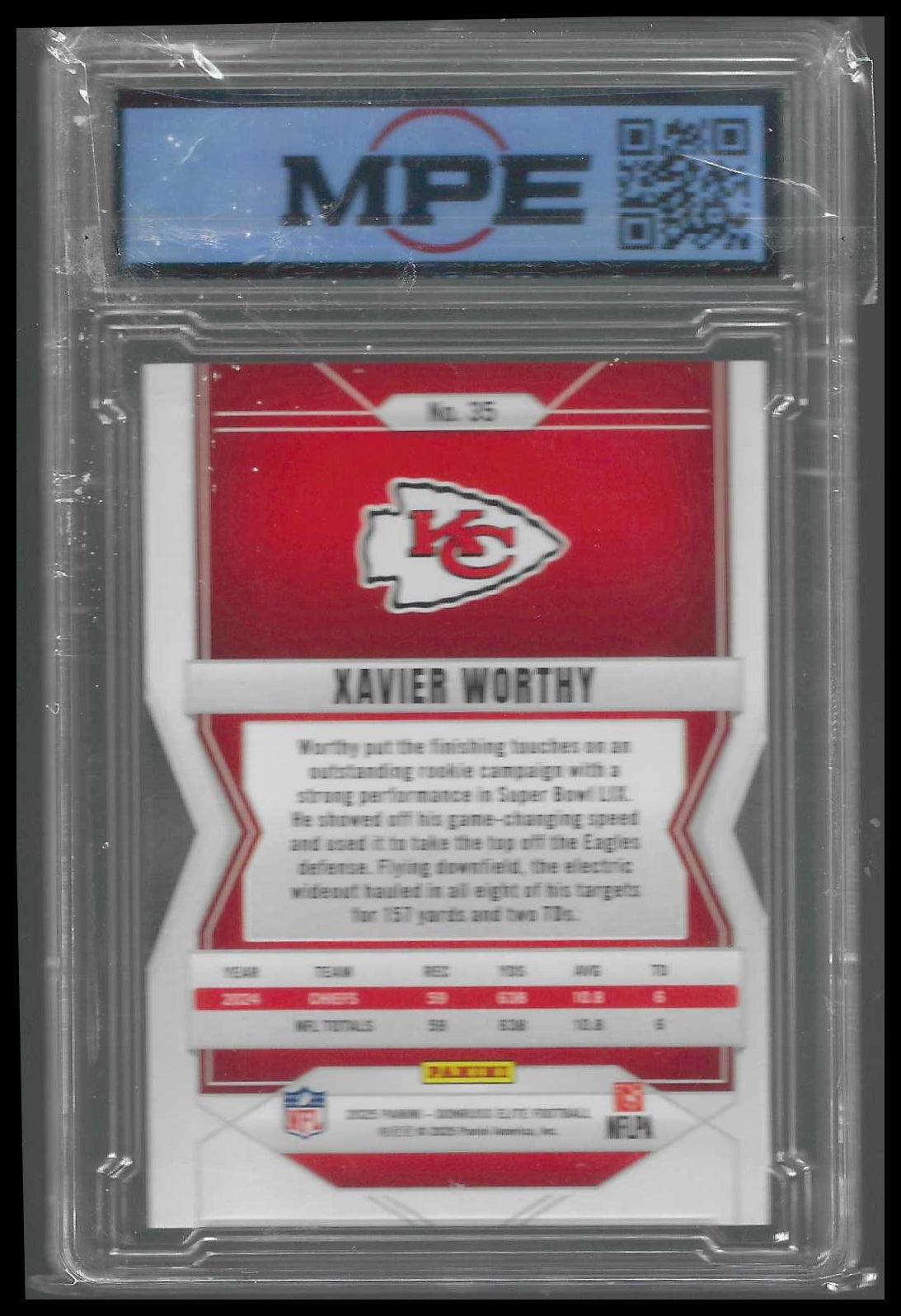 2025 Donruss Elite #35 Xavier Worthy MPE 9.5 - Veteran Sports Cards FL