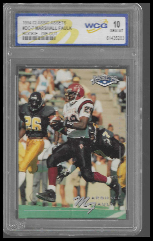 1994-95 Classic Assets Die Cuts #DC7 Marshall Faulk WCG GEMMT 10