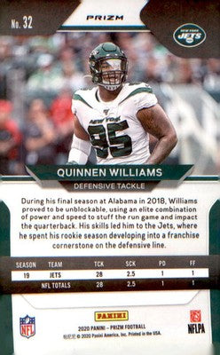 2020 Panini Prizm Prizm Red White and Blue #32 Quinnen Williams