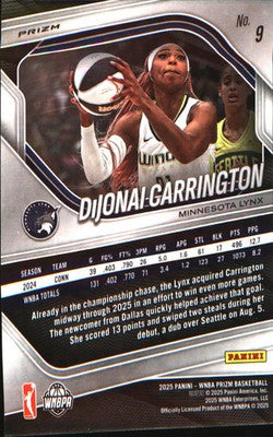 2025 Panini Prizm WNBA Green Prizms #9 DiJonai Carrington