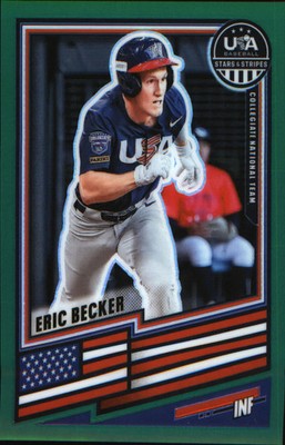 2026 Panini Stars & Stripes Prizm USA Baseball Green #153 Eric Becker