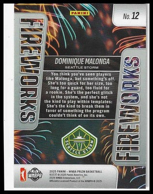 2025 Panini Prizm WNBA Fireworks #12 Dominique Malonga