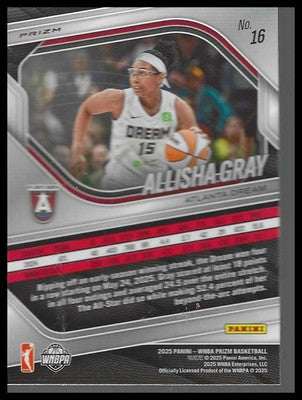 2025 Panini Prizm WNBA Silver Prizms #16 Allisha Gray