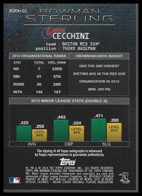 2014 Bowman Sterling Rookie Autographs Refractors #BSRA-GC Garin Cecchini