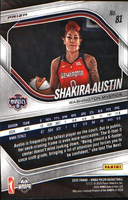 2025 Panini Prizm WNBA Ice Prizm #81 Shakira Austin