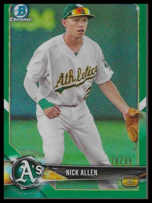 2018 Bowman Chrome Prospects Green Refractor #BCP158 Nick Allen #70/99