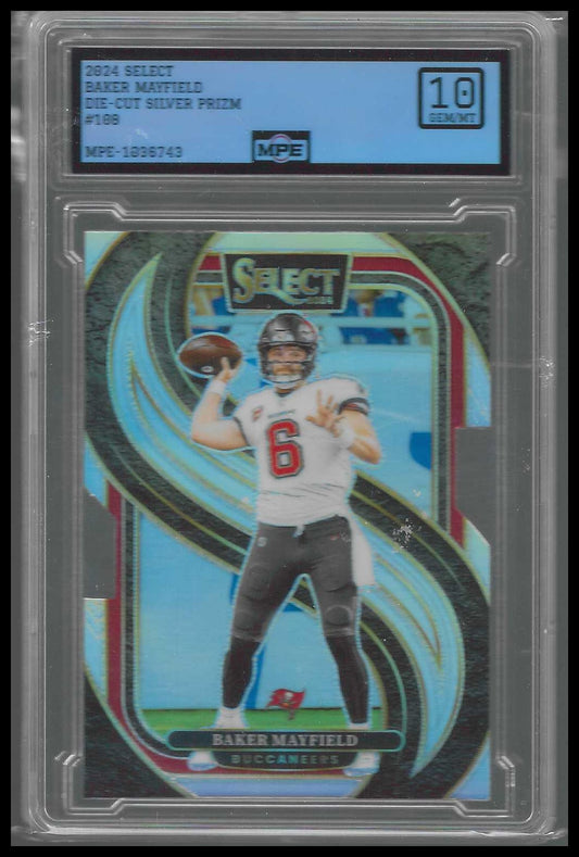 2024 Panini Select Silver Prizm Die Cut #108 Baker Mayfield MPE 10 - Veteran Sports Cards FL