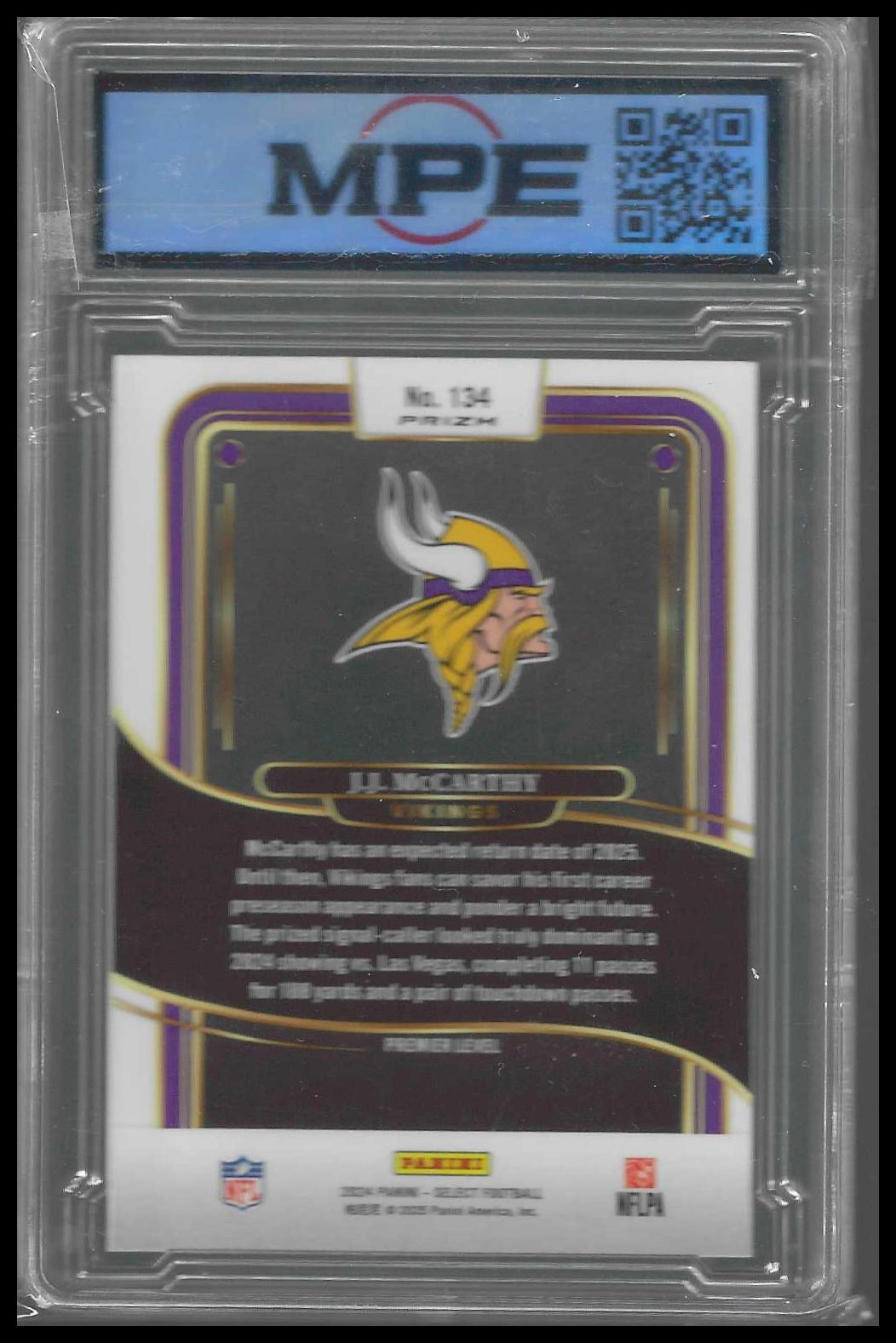 2024 Panini Select Green & Yellow Prizm Shock #134 J.J. McCarthy Rookie MPE 10 - Veteran Sports Cards FL
