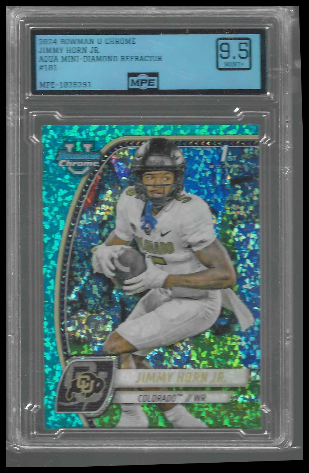 2024 Bowman Univ Chrome Aqua Mini-Diamond Refractor #101 Jimmy Horn Jr. MPE 9.5 - Veteran Sports Cards FL