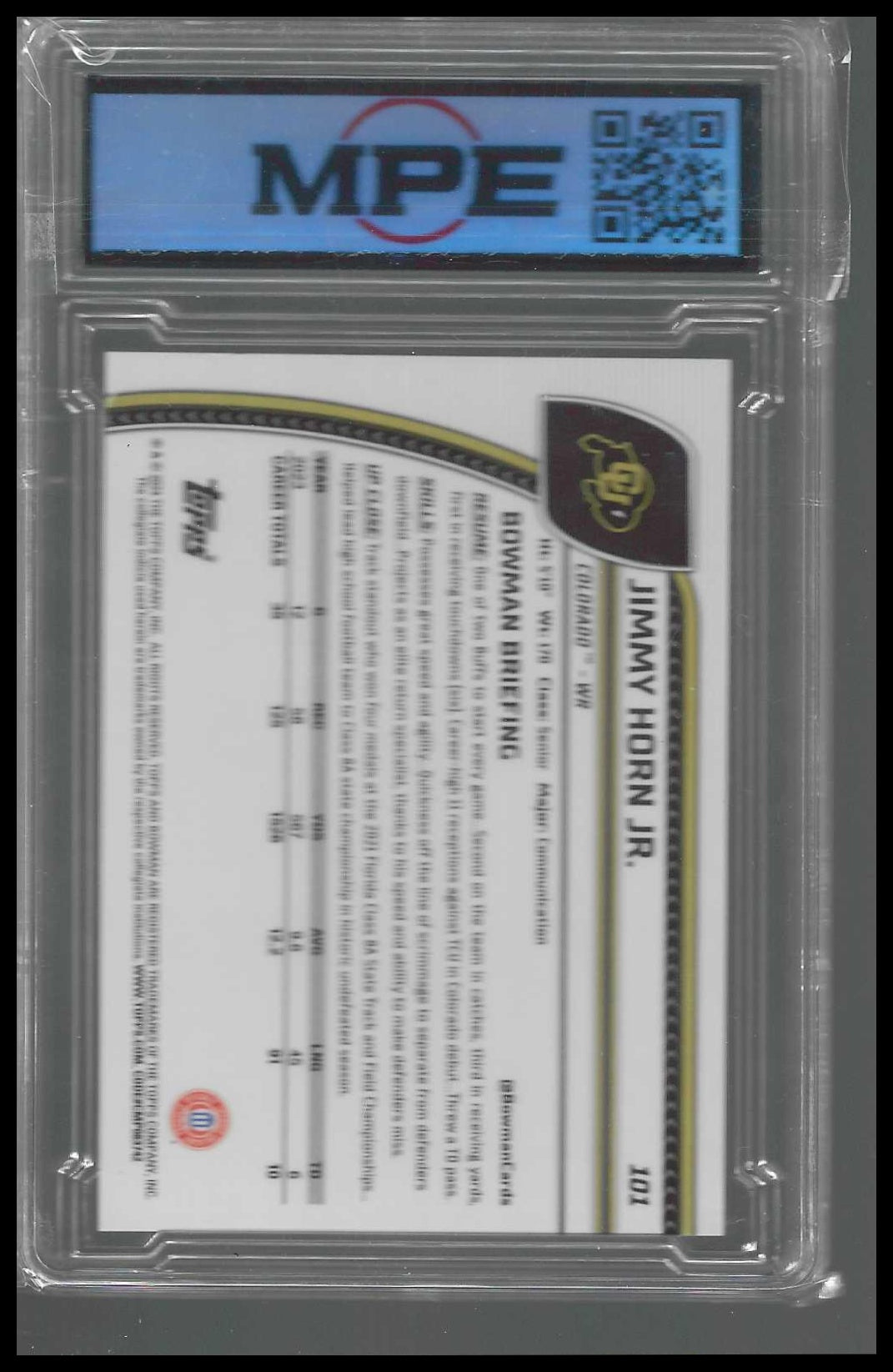 2024 Bowman Univ Chrome Aqua Mini-Diamond Refractor #101 Jimmy Horn Jr. MPE 9.5 - Veteran Sports Cards FL