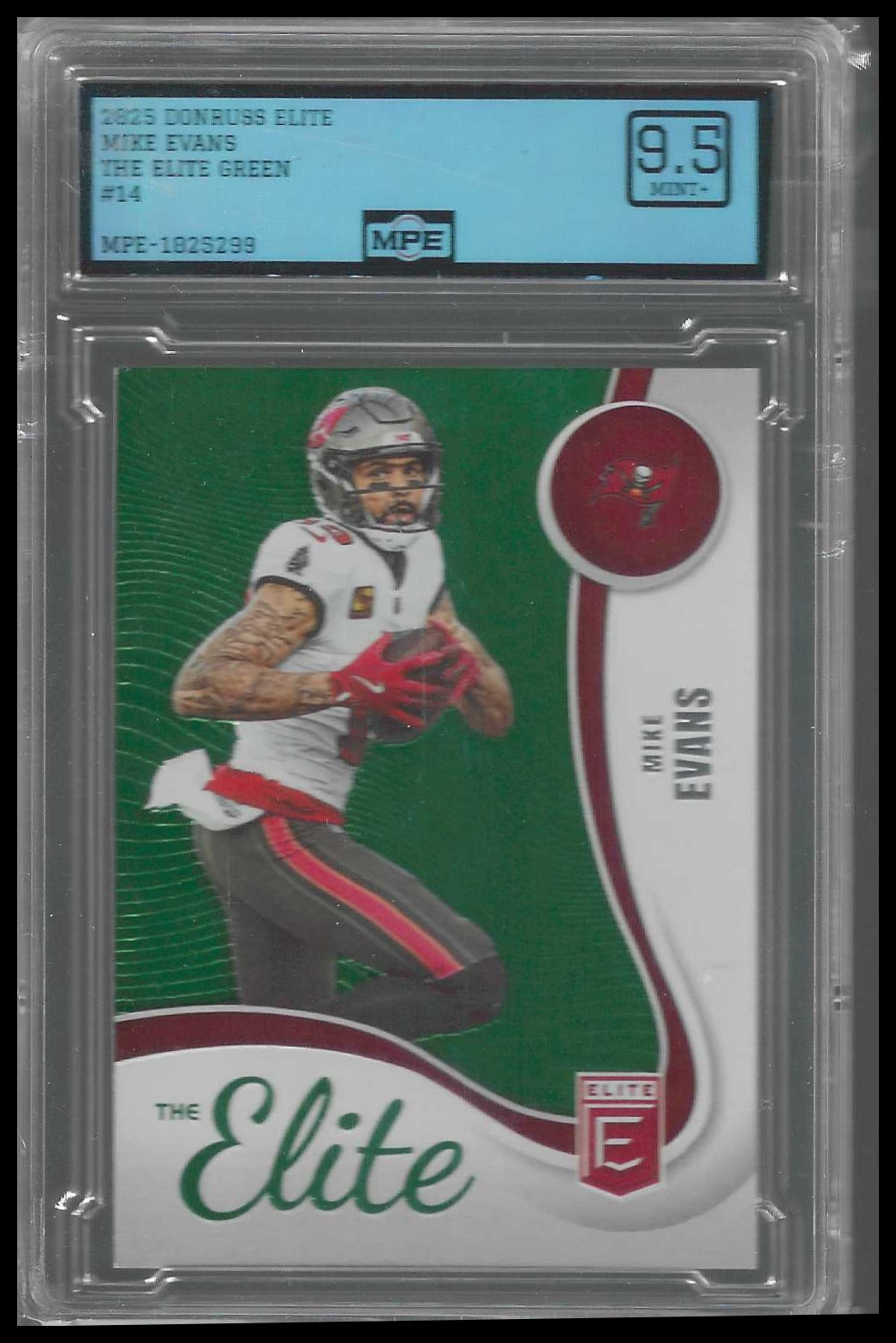 2025 Donruss Elite The Elite Green #14 Mike Evans MPE 9.5 - Veteran Sports Cards FL