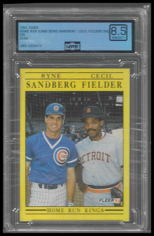 1991 Fleer #709 Home Run Kings (Ryne Sandberg / Cecil Fielder) MPE 8.5 - Veteran Sports Cards FL