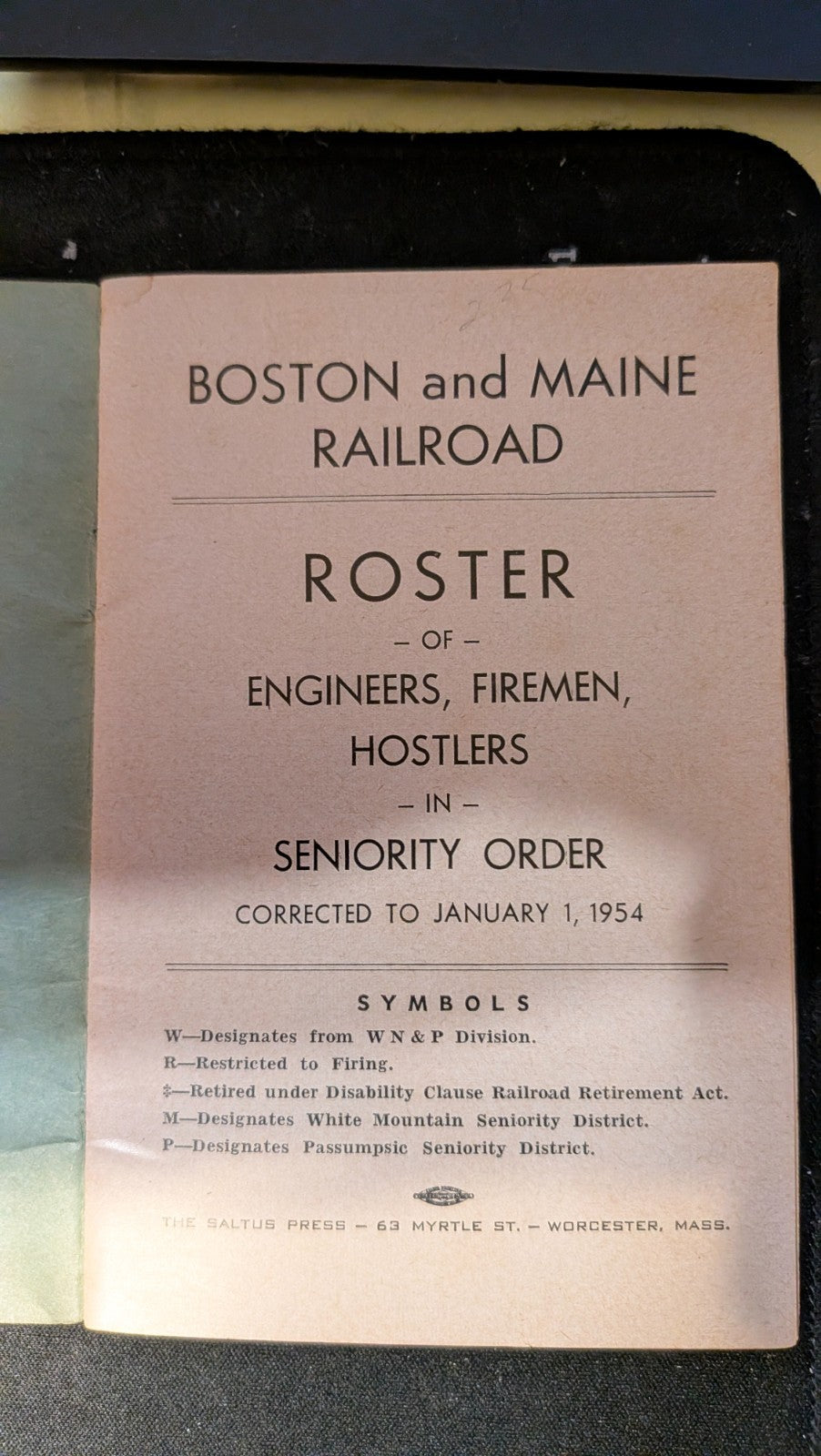 1954 Boston and Maine Railroad Roster of Engineers, Fireman, Hostlers - Veteran Sports Cards FL