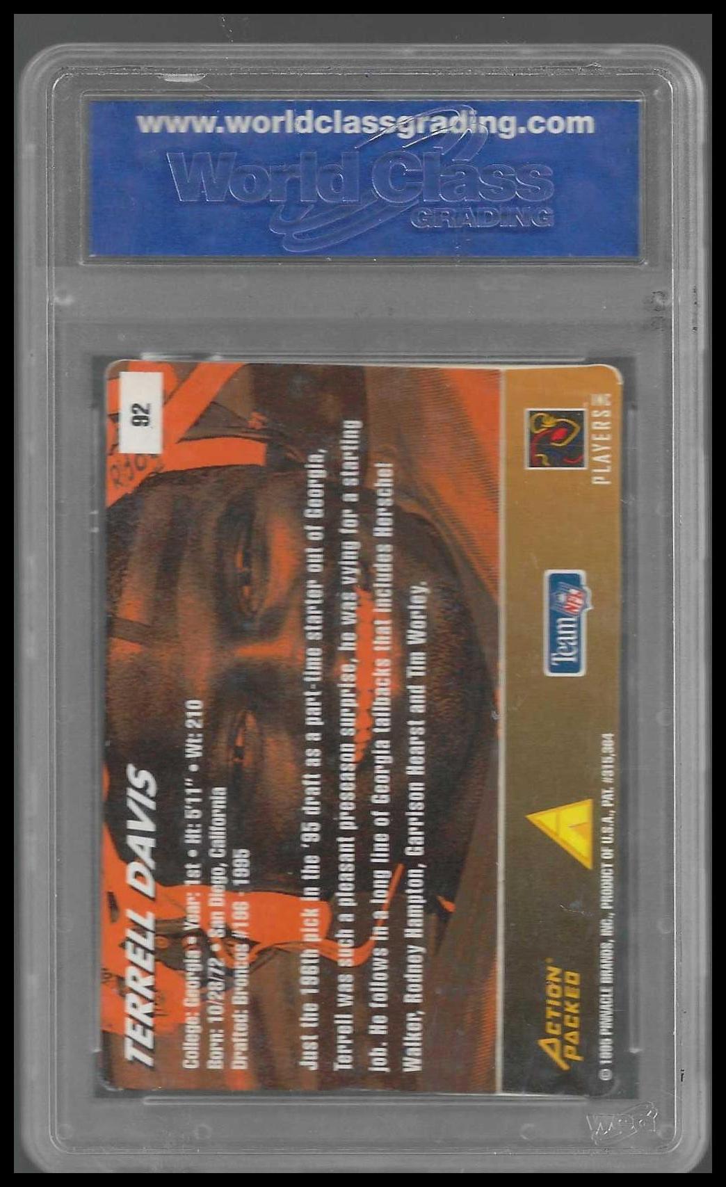 1995 Action Packed Rookies & Stars #92 Terrell Davis Rookie WCG GEM/MT 10 - Veteran Sports Cards FL