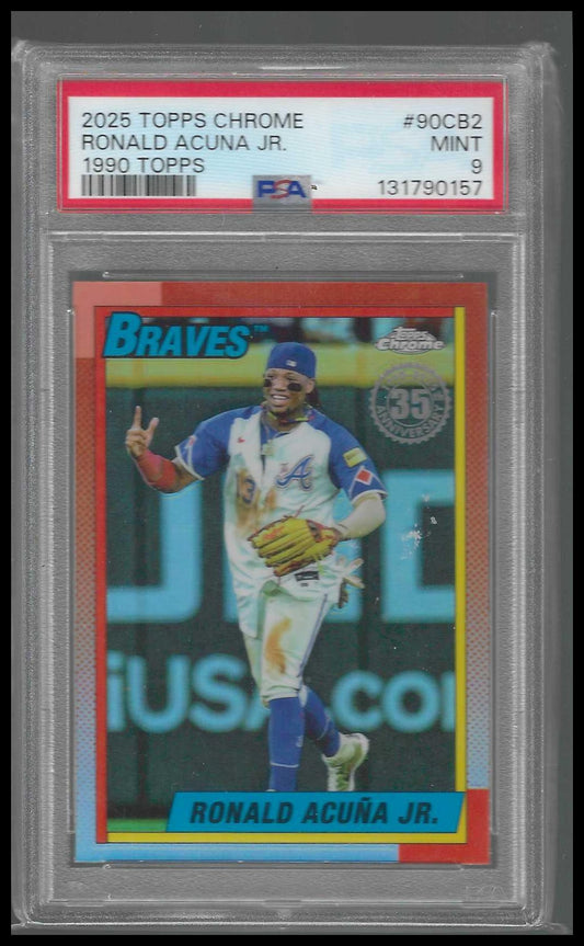 2025 Topps Chrome 1990 Topps 35th Annv #90CB-2 Ronald Acuna Jr. PSA 10 - Veteran Sports Cards FL