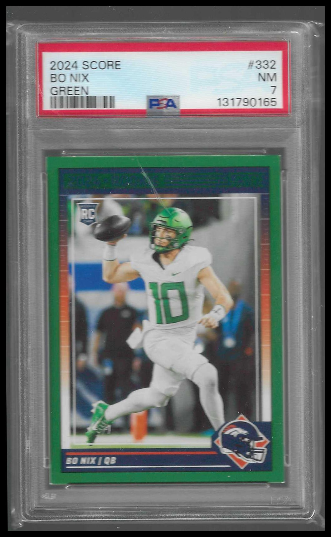 2024 Score Green #332 Bo Nix Rookie PSA 7 - Veteran Sports Cards FL